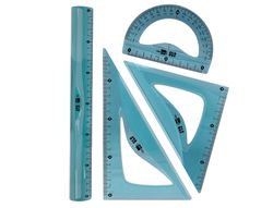Juego escuadra 20 cm cartabon 18 cm regla 30 cm y semicirculo 10 cm liderpapel ecouse 100% pet reciclado