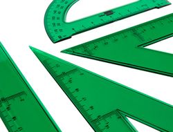 Juego Escuadra Cartabon Regla 30 Cms y Semicirculo en Petacaliderpapel Verde