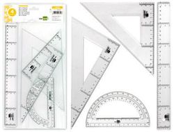 Juego Escuadra y Cartabon 25Cm Regla 30Cm y Semicirculo 15Cm Liderpapel en Petaca Incolora