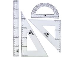 Juego Escuadra y Cartabon 25Cm Regla 30Cm y Semicirculo 15Cm Liderpapel en Petaca Incolora