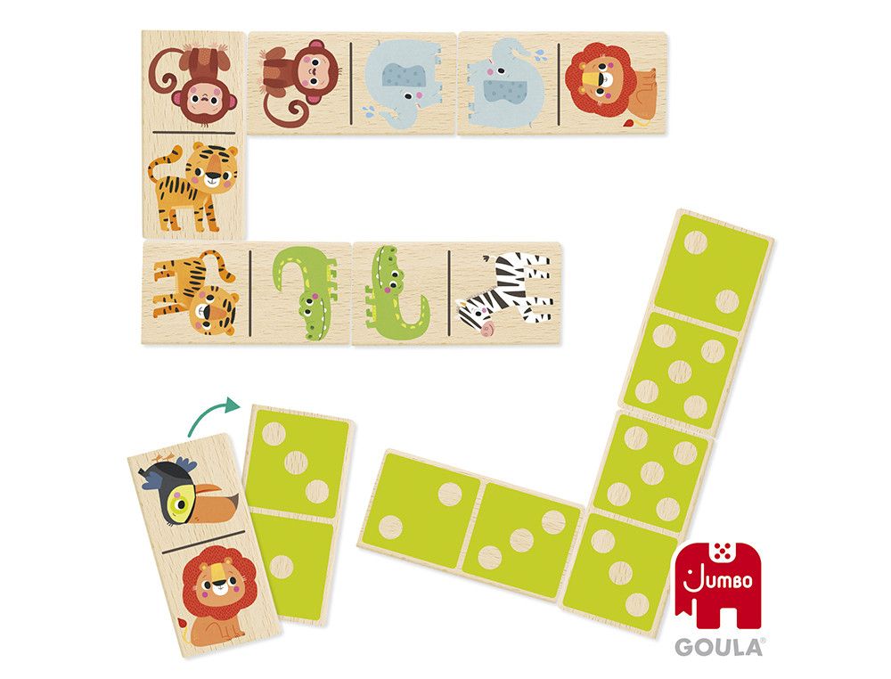 Juego goula jumbo domino madera selva 28 piezas