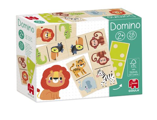 Juego goula jumbo domino madera selva 28 piezas