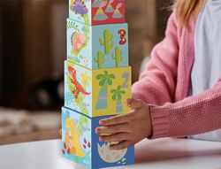 Juego infantil imaginovo cubos apilables nidos dinosaurios +12 meses 12 piezas 13x13x13cm