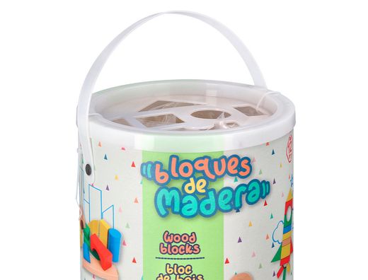 Juego infantil imaginovo madera construccion de bloques +12 meses 100 piezas 29x29x3,5cm