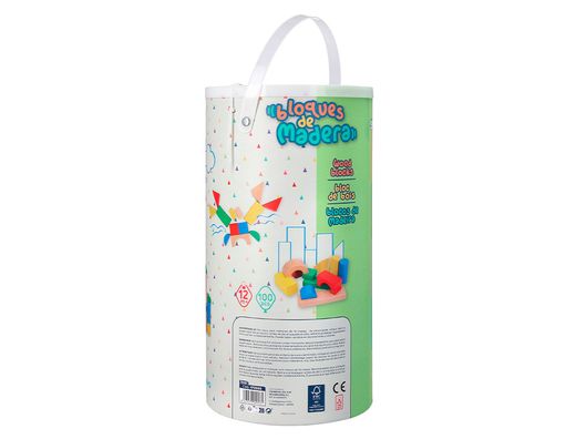 Juego infantil imaginovo madera construccion de bloques +12 meses 100 piezas 29x29x3,5cm