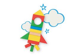 Juego infantil imaginovo madera construccion de bloques +12 meses 100 piezas 29x29x3,5cm