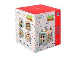 Juego infantil imaginovo madera cubo de actividades +18 meses 15,5x15,5x28cm