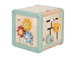 Juego infantil imaginovo madera cubo de actividades +18 meses 15,5x15,5x28cm