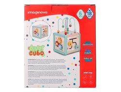 Juego infantil imaginovo madera cubo de actividades +18 meses 15,5x15,5x28cm