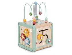 Juego infantil imaginovo madera cubo de actividades +18 meses 15,5x15,5x28cm
