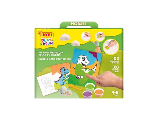 Juego jovi play&fun pinta con arena de colores dinosaurios