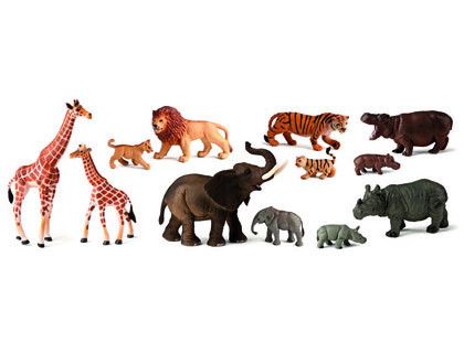Juego miniland animales selva con crias 12 figuras