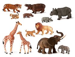Juego miniland animales selva con crias 12 figuras
