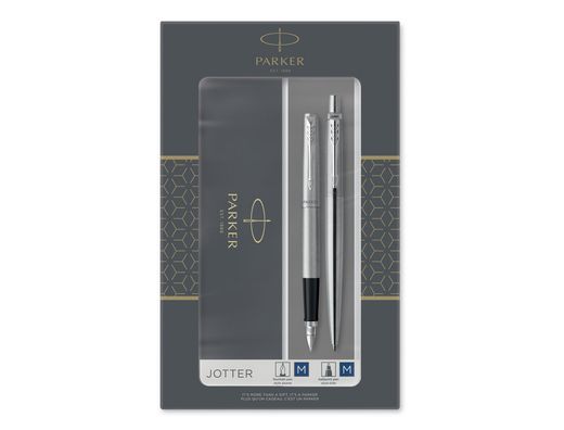 Juego parker duo jotter acero ct boligrafo + pluma