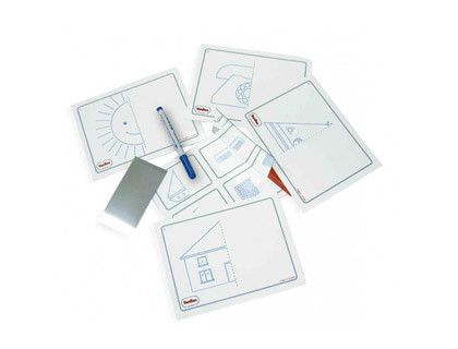 Juego tarjetas reutilizables henbea imagina y completa plastico flexible con ilustraciones 21x15 cm