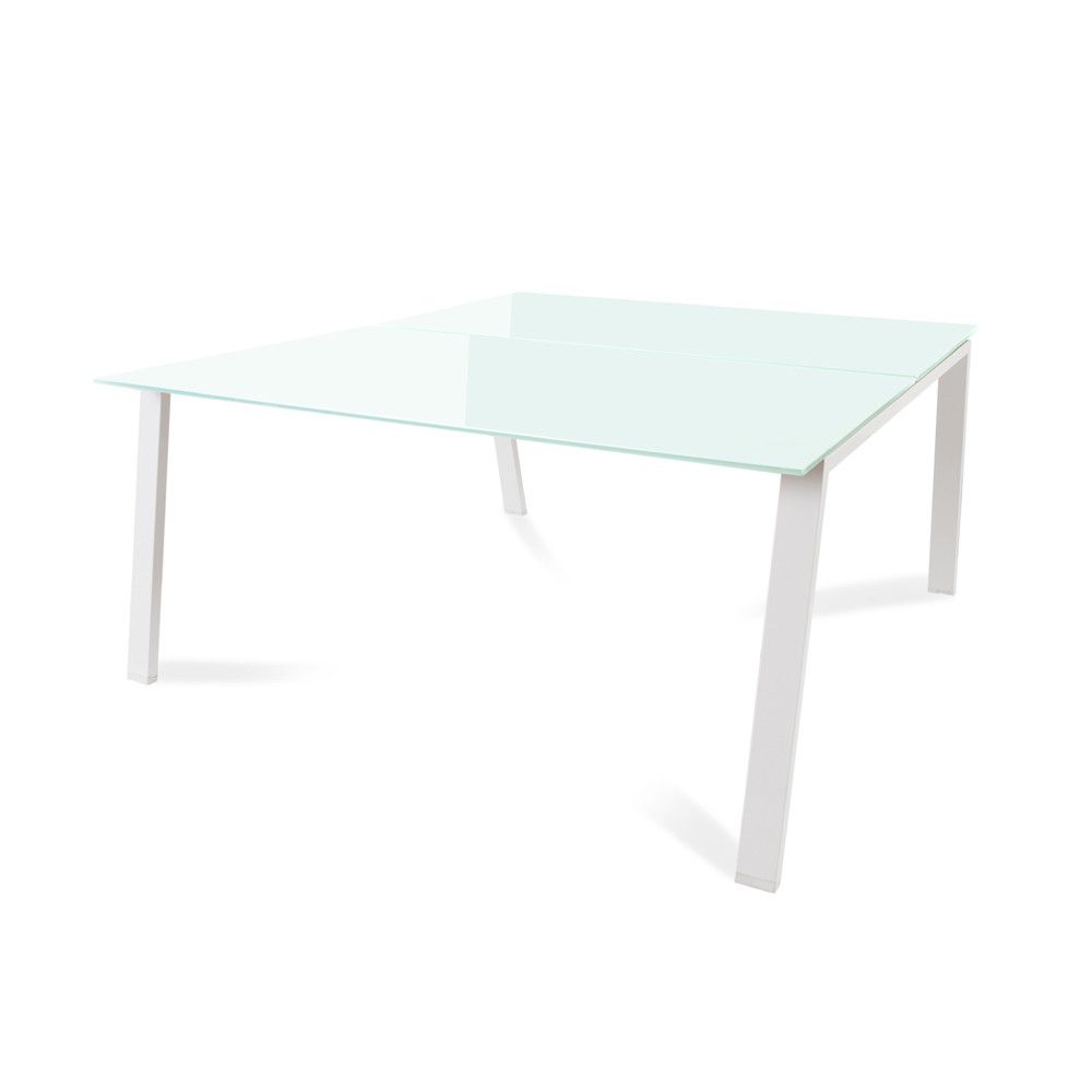 Kit Blanca Mesa 160 x 163 Blanco / Cristal Negro