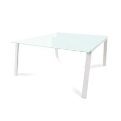 Kit Blanca Mesa 160 x 163 Blanco / Cristal Negro