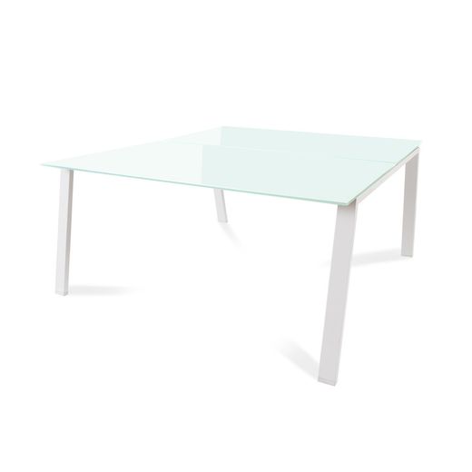 Kit Blanca Mesa 160 x 163 Blanco / Cristal Negro