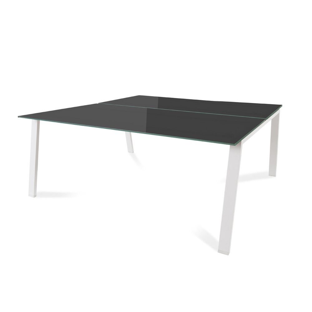 Kit Blanca Mesa 180 x 163 Blanco / Cristal Negro