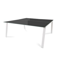 Kit Blanca Mesa 180 x 163 Blanco / Cristal Negro