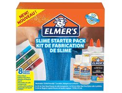 Kit elmers fabricacion slime con 2 botes cola transparente + 2 botes liquido magico + 4 botes purpurina colores