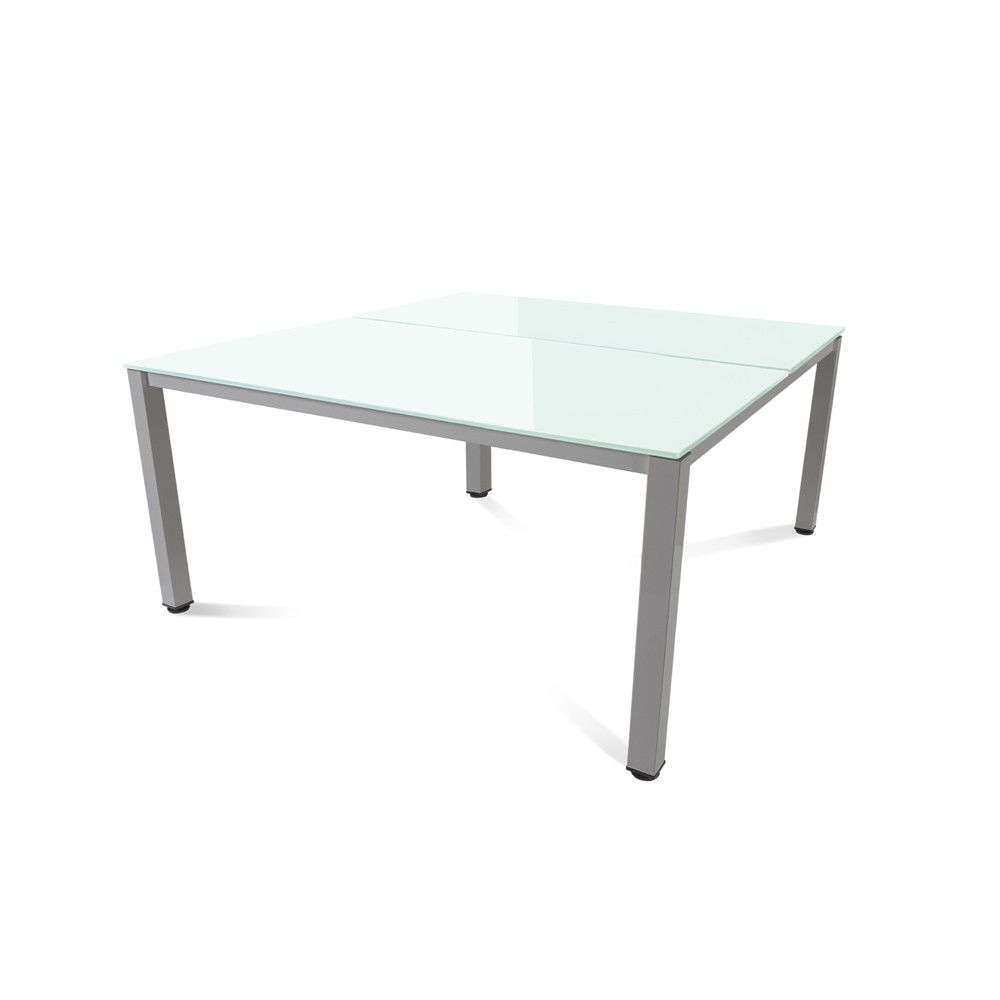 Kit Executive Mesa 160 x 163 Aluminio / Cristal Blanco