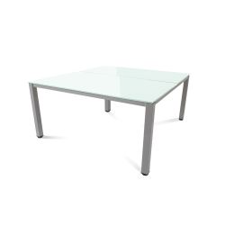 Kit Executive Mesa 160 x 163 Aluminio / Cristal Blanco