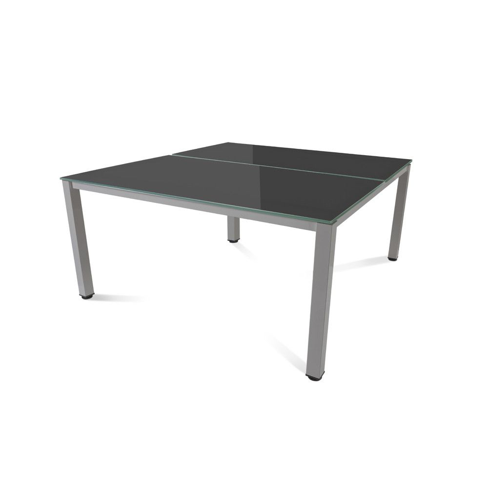 Kit Executive Mesa 160 x 163 Aluminio / Cristal Negro