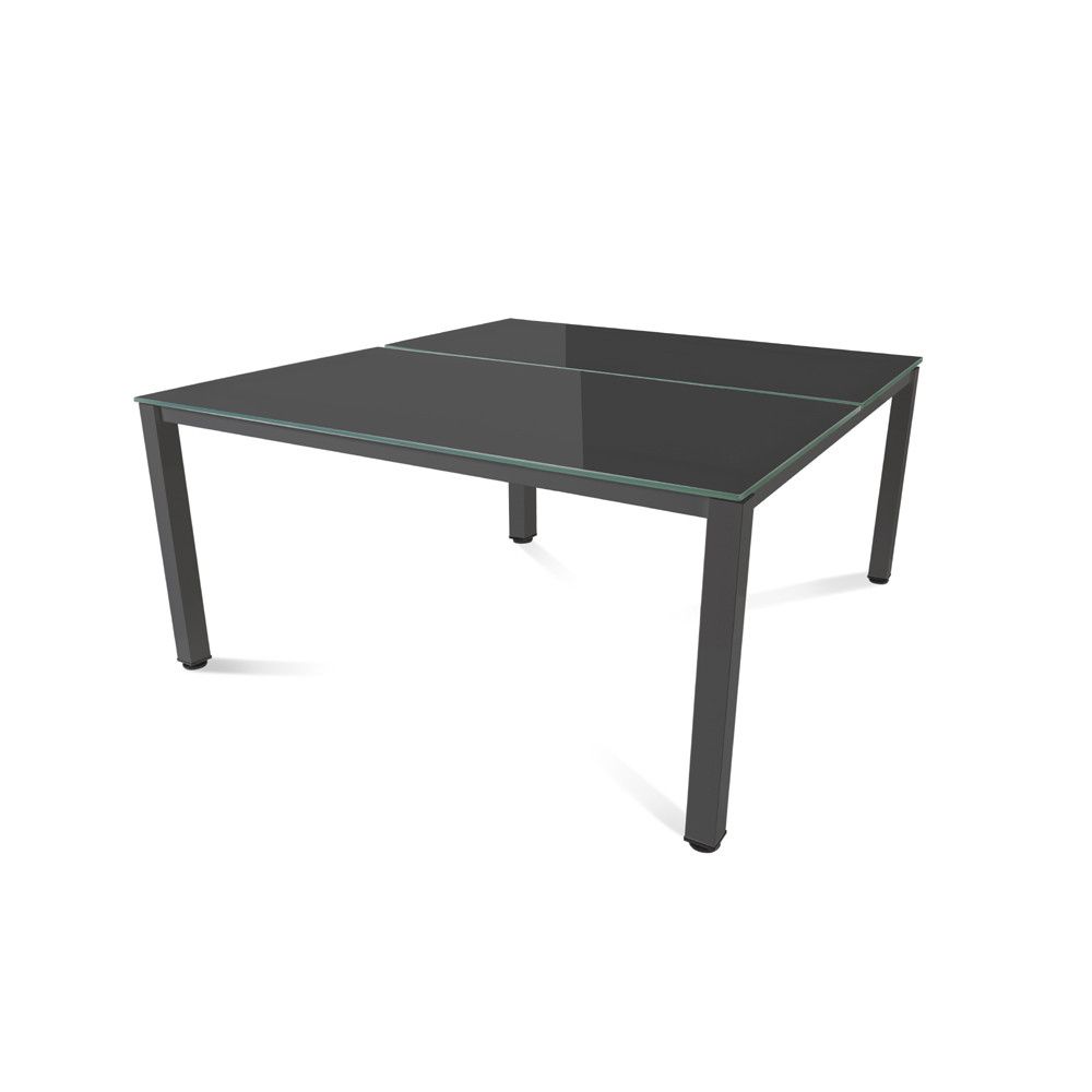 Kit Executive Mesa 160 x 163 Antracita / Cristal Blanco