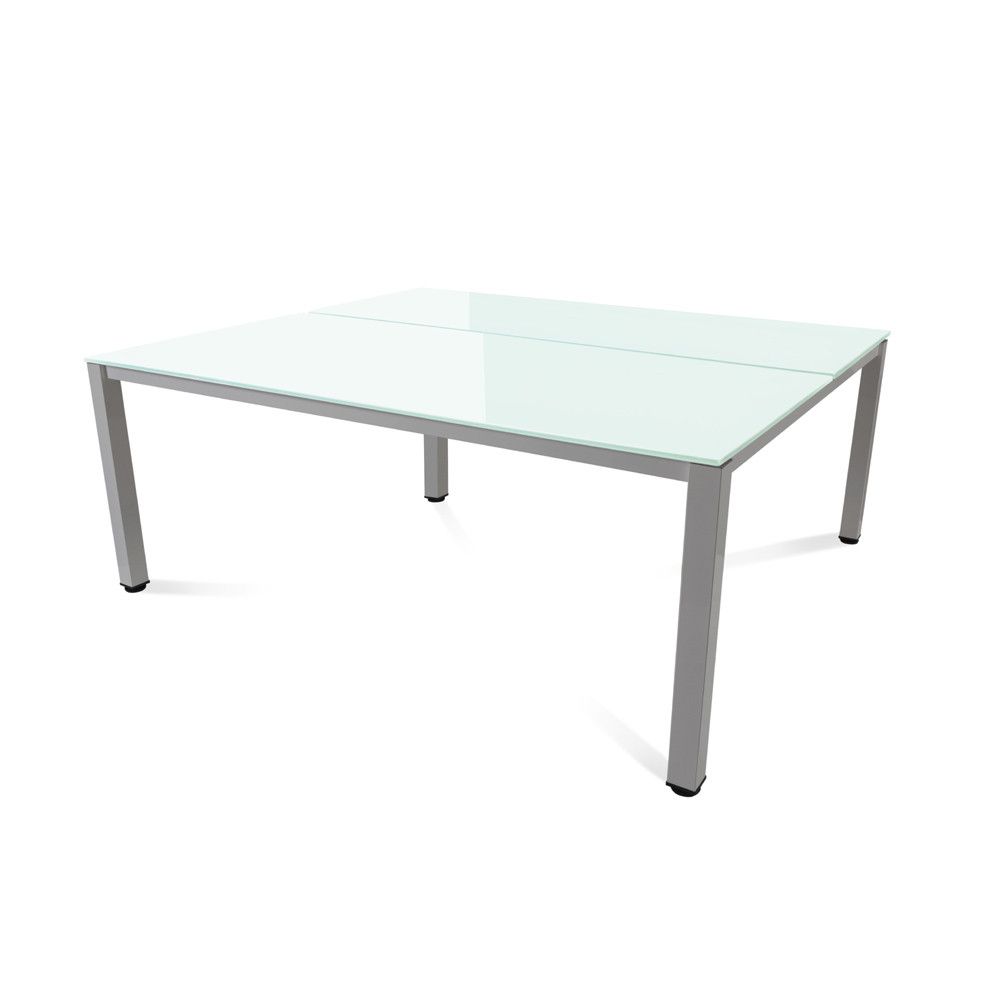 Kit Executive Mesa 180 x 163 Aluminio / Cristal Blanco