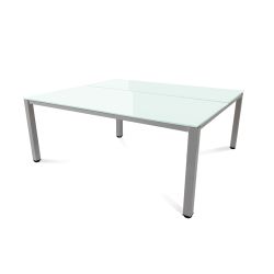 Kit Executive Mesa 180 x 163 Aluminio / Cristal Blanco