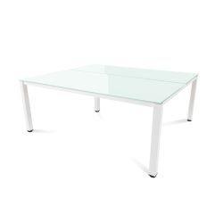 Kit Executive Mesa 180 x 163 Blanco / Cristal Blanco