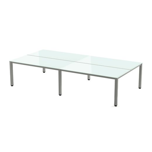 Kit Executive Mesa 320 x 163 Aluminio / Cristal Blanco