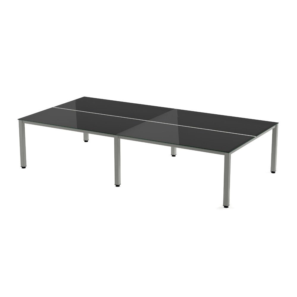 Kit Executive Mesa 360 x 163 Aluminio / Cristal Blanco