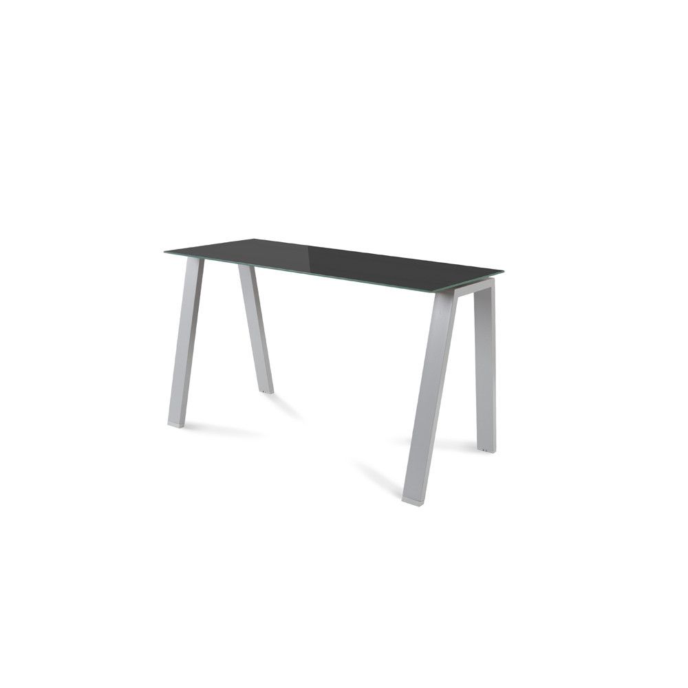 Kit Mesa Blanca 120 x 60 Aluminio / Cristal Negro