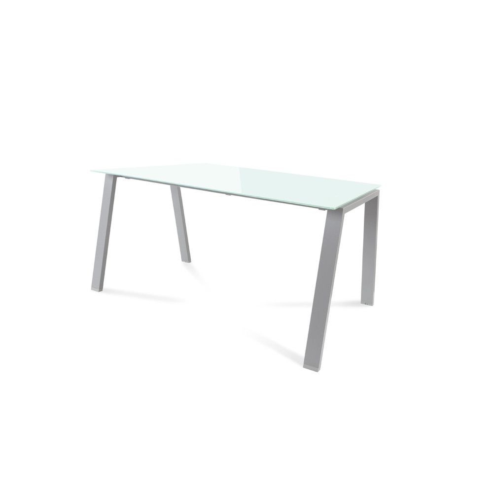 Kit Mesa Blanca 140 x 80 Aluminio / Cristal Blanco