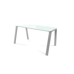 Kit Mesa Blanca 140 x 80 Aluminio / Cristal Blanco