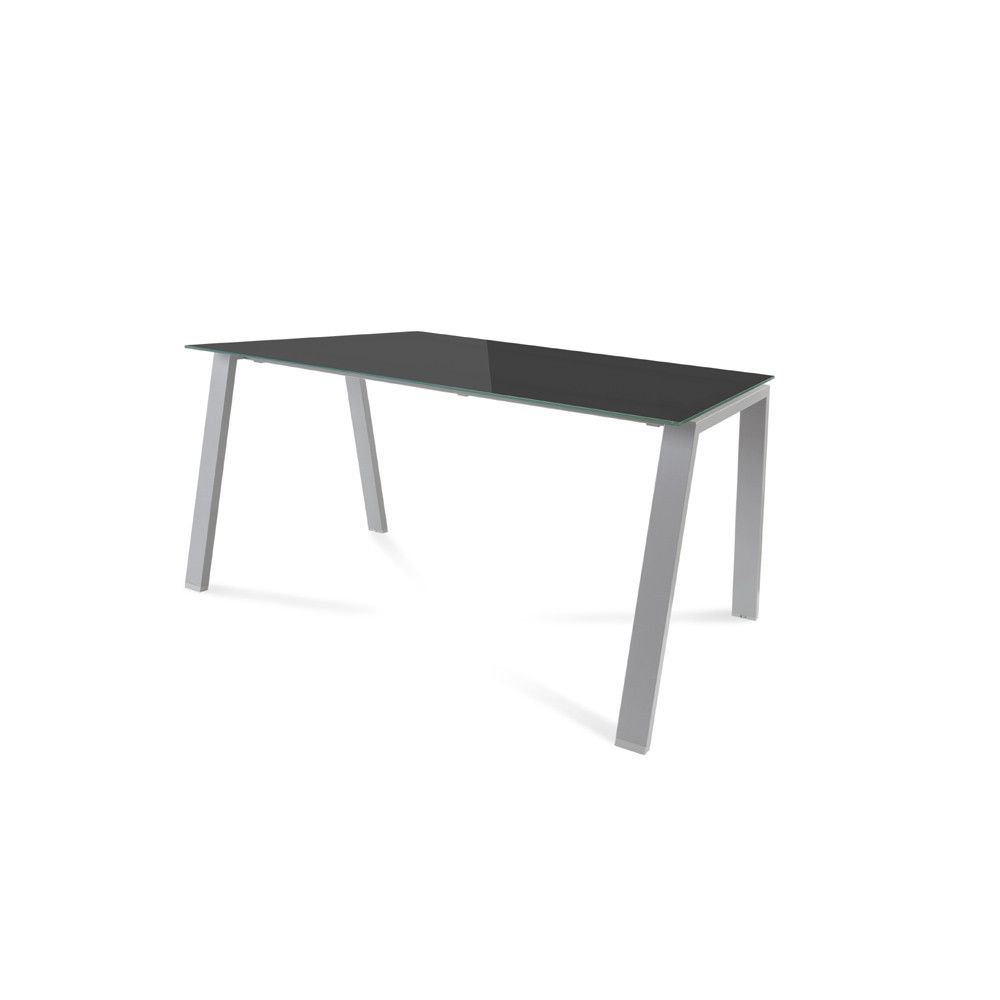 Kit Mesa Blanca 140 x 80 Aluminio / Cristal Negro