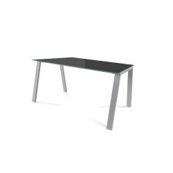 Kit Mesa Blanca 140 x 80 Aluminio / Cristal Negro