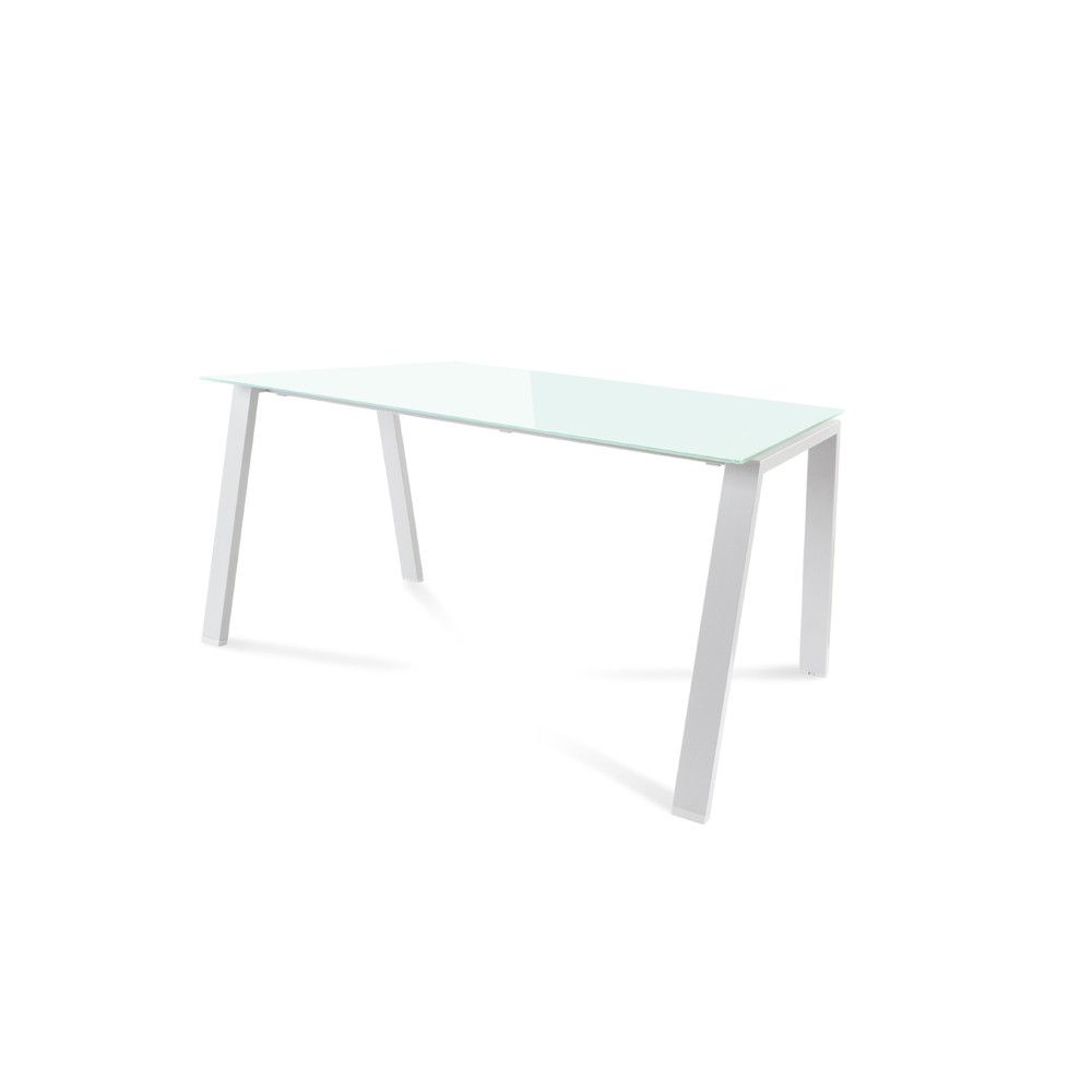 Kit Mesa Blanca 140 x 80 Blanco / Cristal Blanco