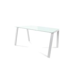 Kit Mesa Blanca 140 x 80 Blanco / Cristal Blanco