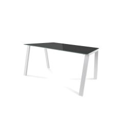 Kit Mesa Blanca 140 x 80 Blanco / Cristal Negro