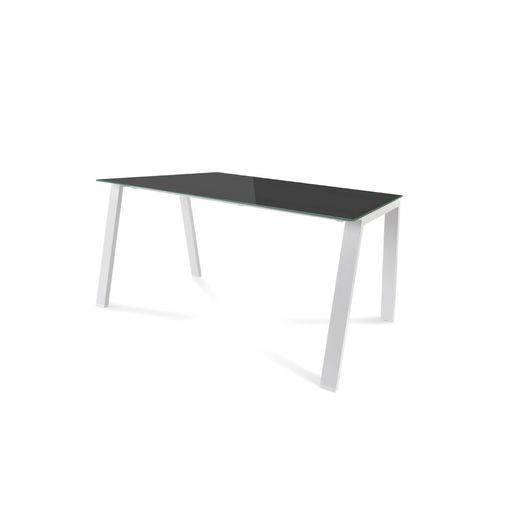 Kit Mesa Blanca 140 x 80 Blanco / Cristal Negro