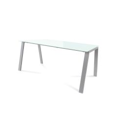 Kit Mesa Blanca 160 x 80 Aluminio/ Cristal Blanco