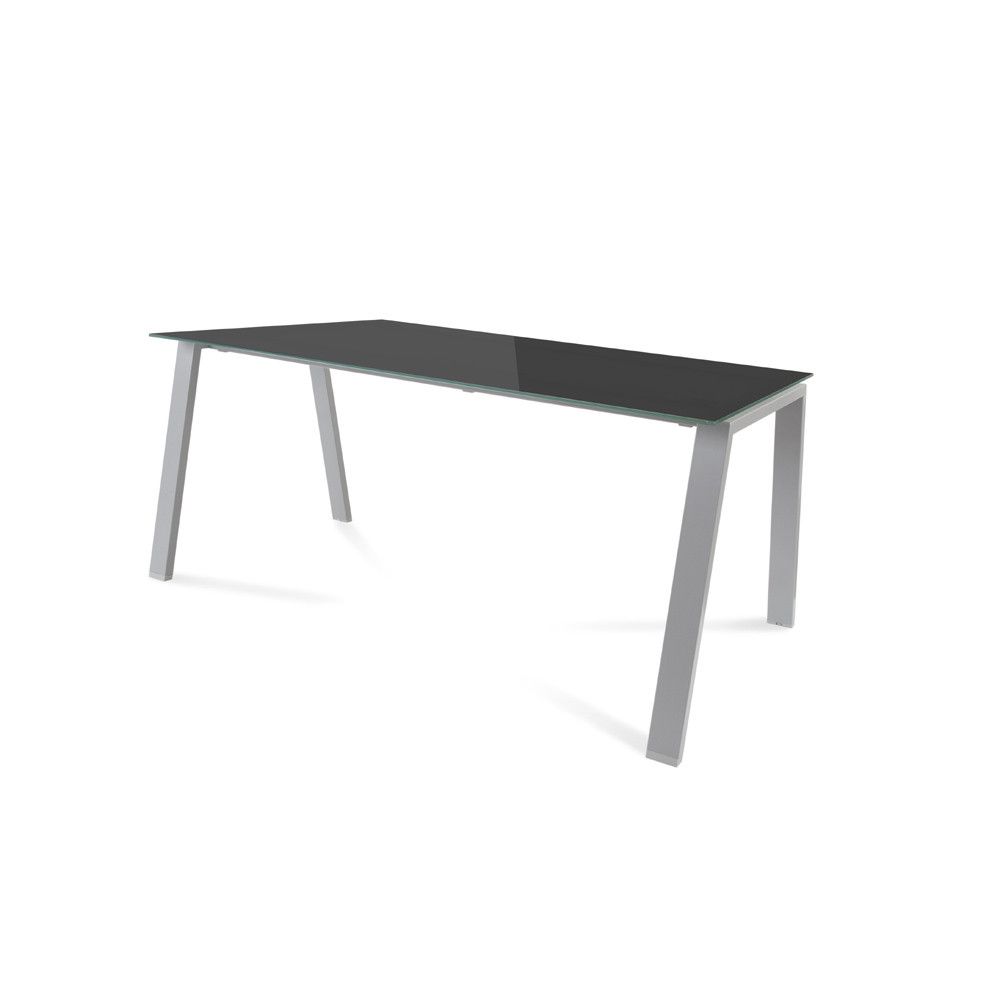 Kit Mesa Blanca 160 x 80 Aluminio/ Cristal Negro