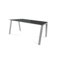 Kit Mesa Blanca 160 x 80 Aluminio/ Cristal Negro