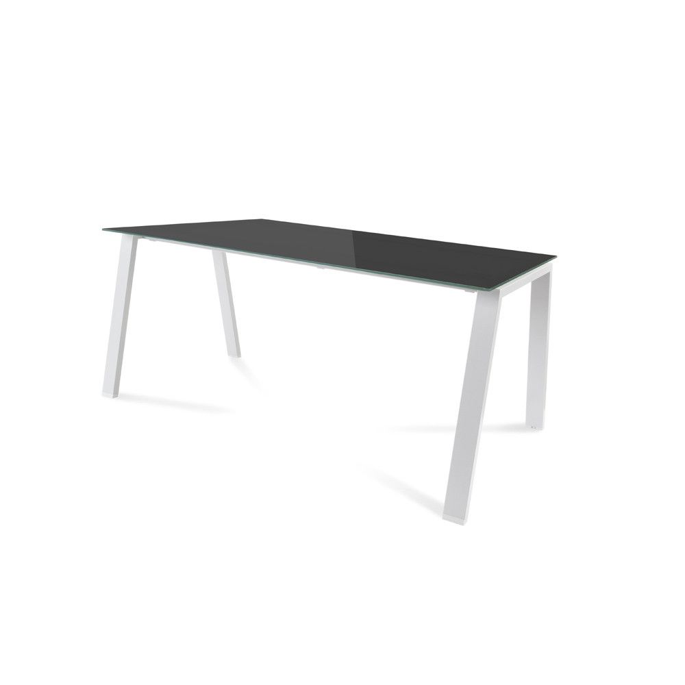 Kit Mesa Blanca 160 x 80 Blanco/ Cristal Negro