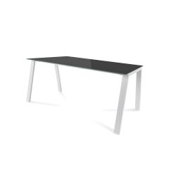 Kit Mesa Blanca 160 x 80 Blanco/ Cristal Negro