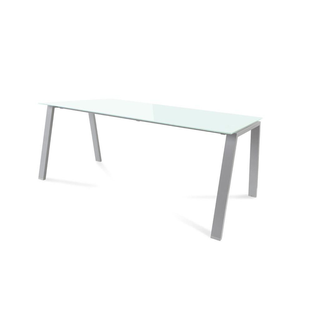 Kit Mesa Blanca 180 x 80 Aluminio/ Cristal Blanco