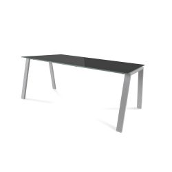 Kit Mesa Blanca 180 x 80 Aluminio/ Cristal Negro